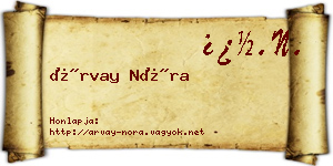 Árvay Nóra névjegykártya
