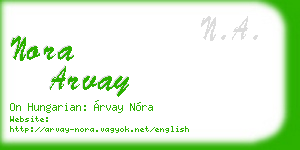 nora arvay business card